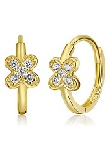 extraordinary itsy-bitsy yellow gold flower huggie earrings for babies and kids